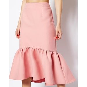 ASOS Peplum Hem Pencil Textured Midi Skirt